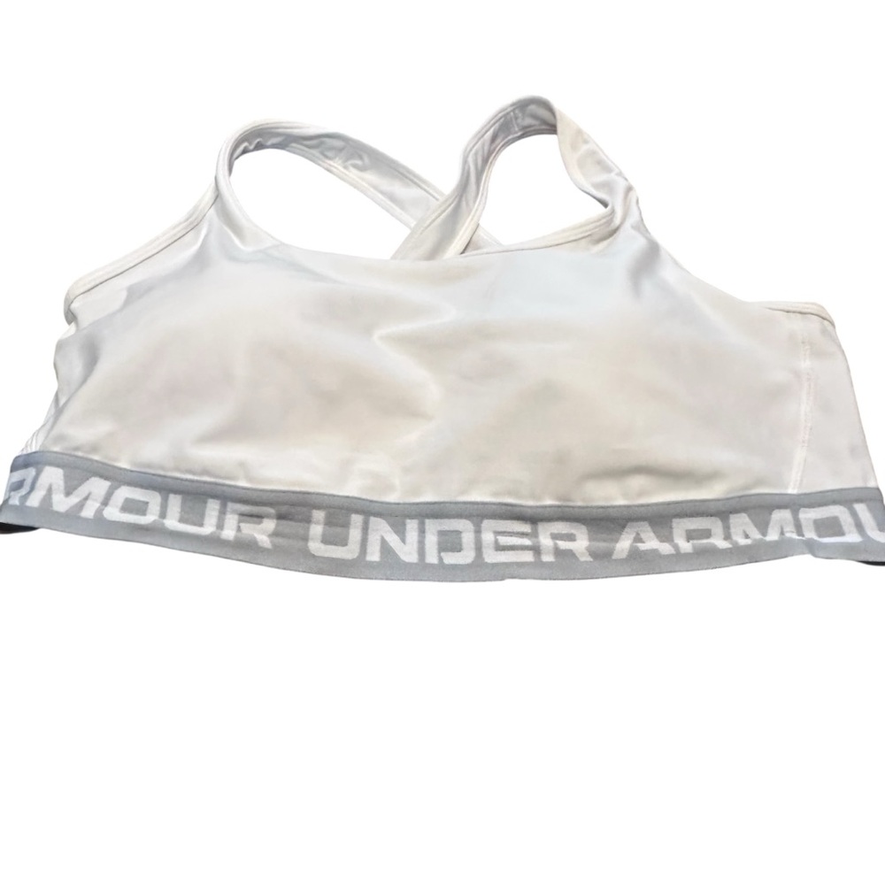 Women's Under Armour® Mid cromoeession Crossback Sports Bra 2X white with‎ gray
